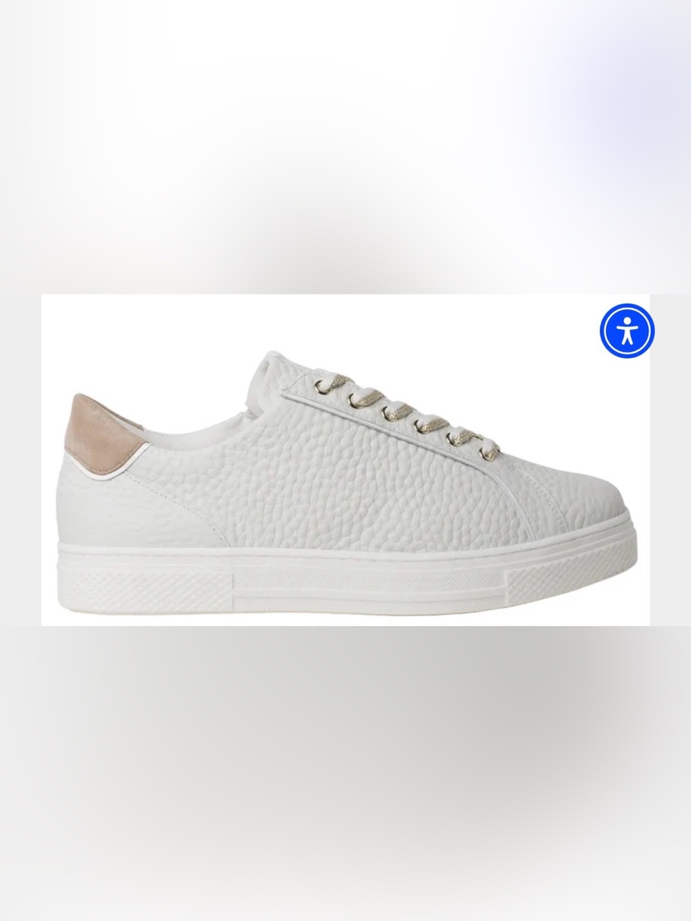 Women's Hassia Bari White/Cappuccino Leather Sneaker tennis shoes sz 5